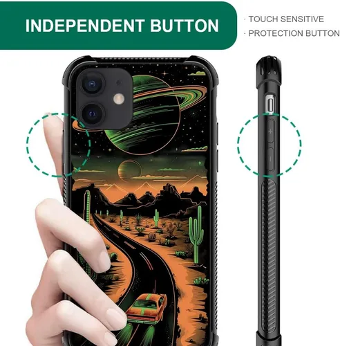 Vista 4 de CARLOCA Funda compatible con iPhone 11, diseño de carretera del desierto naranja alienígena, ultra protección, a prueba de golpes, de silicona