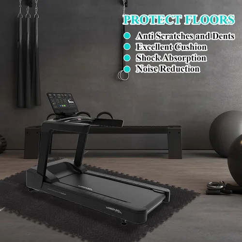 Vista 3 de 18 alfombrillas de gimnasio de 12 x 12 x 0.4 pulgadas para gimnasio en casa, azulejos de espuma extraíble de color negro, suelos de gimnasio de Eva