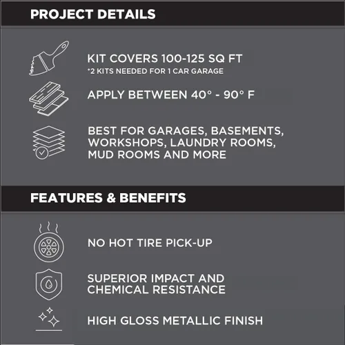 Vista 5 de Kit de piso para cochera de aspecto metálico de bala de plata Rust-Oleum RockSolid., Paquete de 1