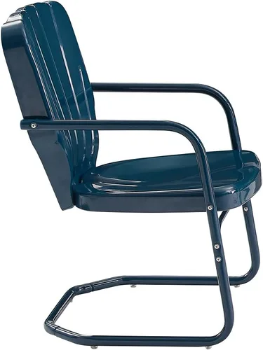 Vista 5 de Crosley Furniture Ridgeland - Juego de 2 sillas para exteriores, sillas de metal retro para comedor, porche, cubierta, azul marino