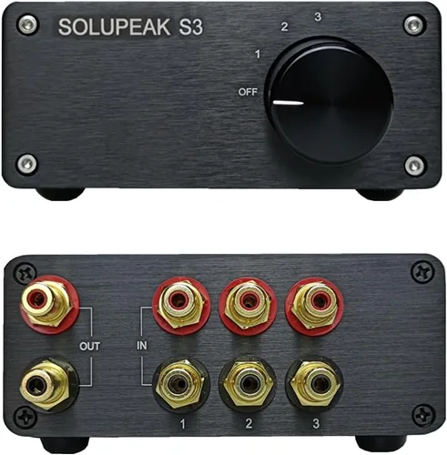 Vista 6 de U31 Premium RCA Switch Box, caja de conmutación de audio 3 en 1 salida, caja de conmutación estéreo con señal sin pérdida, carcasa de aluminio