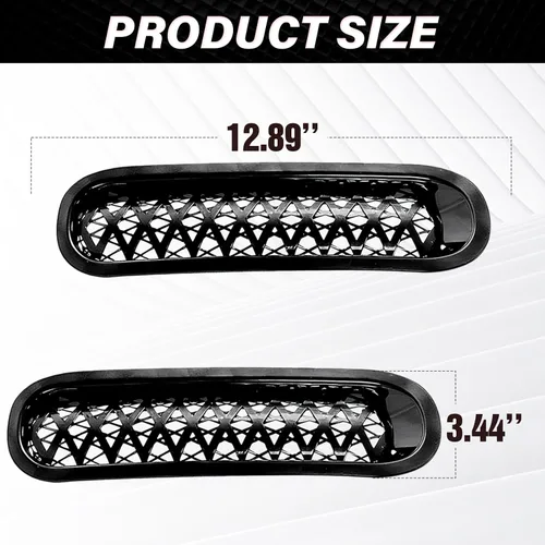 Vista 7 de Insertos de parrilla negros, cubierta de malla frontal compatible con Jeep JK Wrangler 2007-2018 y accesorios Unlimited Wrangler, malla