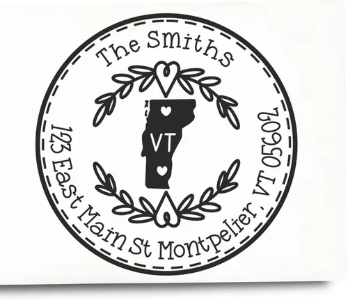 Vista 161 de Alabama State Wreath - Sello de sello de dirección personalizado para invitaciones de fiesta, tarjetas de vacaciones y decoración del hogar Sello