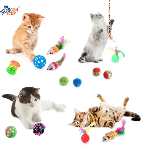 Vista 6 de GONPET - Juego para gatos de interior: 23 piezas de juguetes para gatitos, incluye túnel plegable para mascotas, varita interactiva para gatos