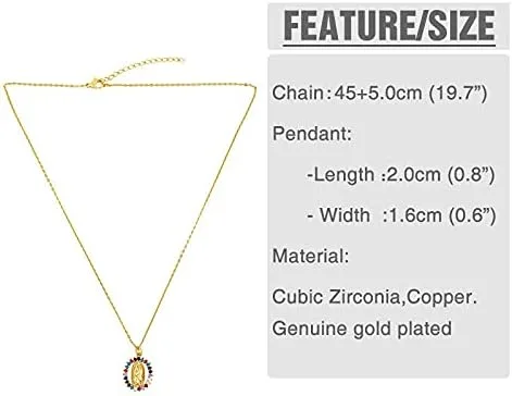 Vista 7 de Joyería de moda - Collar con dije de hip hop turco, collares de arco iris virgen María para mujer, collar de cadenas de oro, joyería católica