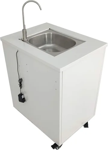 Vista 6 de Gabinete de acero Fregadero portátil Fregadero autónomo Estación de lavado de manos Fregadero móvil Fuente de agua Fuente de agua 110V/12V