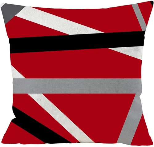 Vista 6 de Fundas de almohada decorativas negras y rojas para sofá, fundas de almohada de sala de estar para sofá, rojo y negro, fundas de cojín geométricas