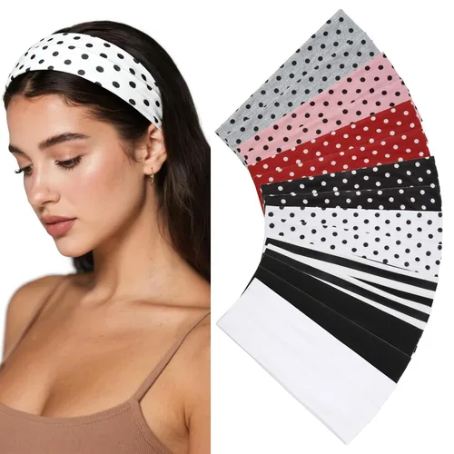 Vista 11 de Diademas elásticas antideslizantes de tela suave para mujer, paquete de 16 unidades, para yoga, correr, accesorios deportivos para el cabello