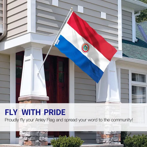 Vista 2 de Anley Fly Breeze - Bandera de Paraguay de 3 x 5 pies, color vivo y a prueba de decoloración, cabecera de lona y doble costura, banderas paraguayas