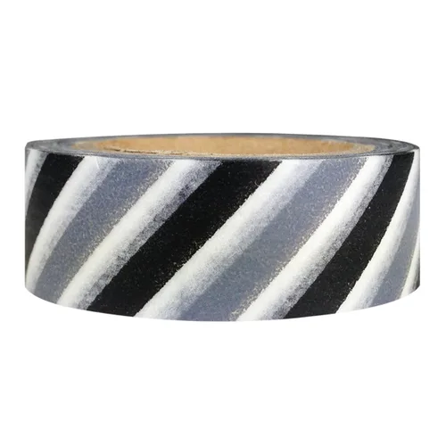 Vista 34 de Wrapables Cinta adhesiva japonesa a rayas Washi - Rayas cortas negras y multicolor
