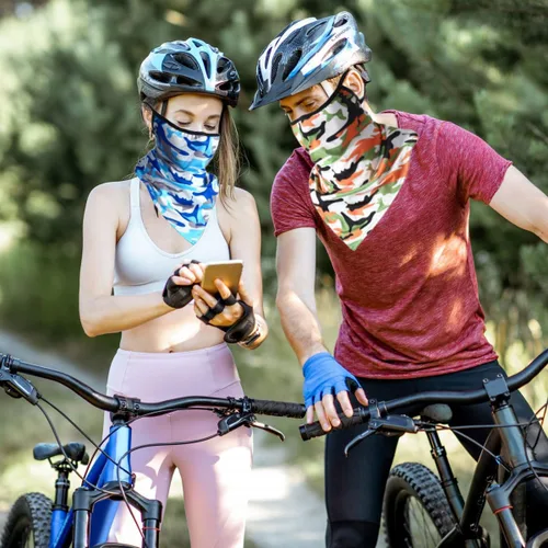 Vista 5 de 8 unidades de bandana para la cara con bucles para las orejas, polaina para el cuello, máscara de protección solar al aire libre para hombres
