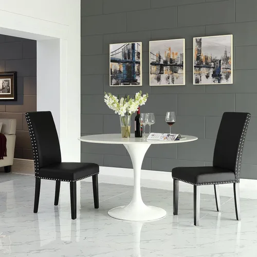 Vista 6 de LexMod silla de comedor de vinilo parte de un juego, Poliuretano, Negro