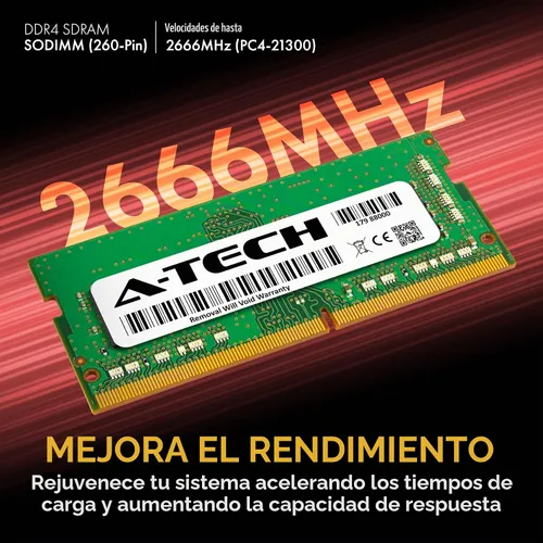 Vista 3 de A-Tech 4GB DDR4 2666MHz PC4-21300 (PC4-2666V) CL19 SODIMM 1.2V 260-Pin sin ECC SO-DIMM Módulo de Memoria RAM para Laptop Notebook