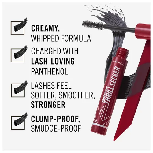 Vista 4 de Rimmel London Wonder'Volume Thrill Seeker, 001 Extreme Black, rímel, volumen audaz, alargamiento, sensación sin peso, no se aglutina, sin manchas