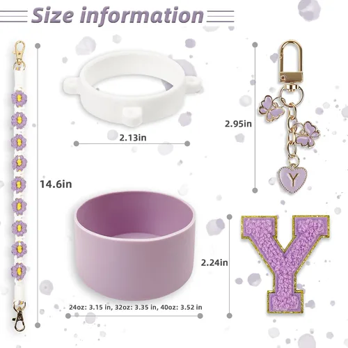 Vista 99 de SITKOL Juego de Monogramas Bonitos de Silicona Compatible con Botella de Agua Owala 24 oz, 32 oz, 40 oz - Accesorios Perfectos con la Letra Owala