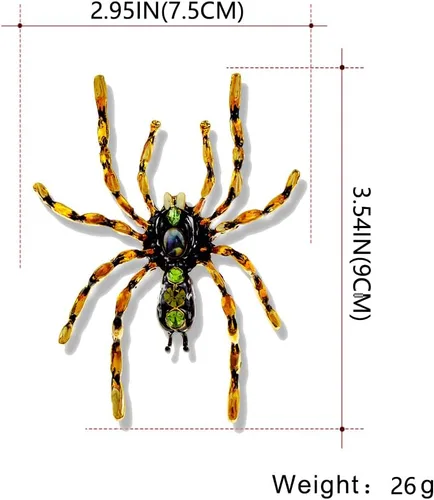 Vista 2 de XGALBLA Broche de araña grande para mujer, cristal austriaco para Halloween, multicolor, retro, araña, esmalte