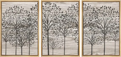 Vista 135 de SIGNWIN Lienzo enmarcado para pared, juego de arte de collage de hojas transparentes en blanco y negro, ilustraciones de naturaleza silvestre, arte