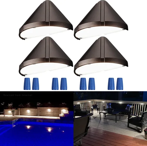 Vista 12 de LEONLITE Luces LED de cubierta de 5 W de bajo voltaje, luz de barandilla de escalera de 12 V, luz de valla de paisaje al aire libre, cable listado 5