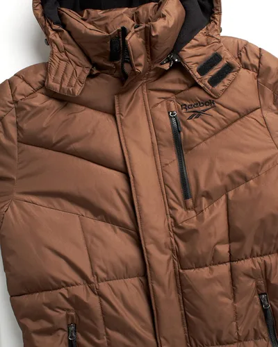 Vista 3 de Reebok Chaqueta de invierno para hombre, resistente al agua, acolchada, con capucha (S-XL)