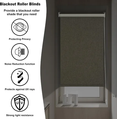 Vista 4 de Boolegon Persianas enrollables opacas para ventanas, persianas enrollables para ventanas de interior, persianas enrollables de tela de lino