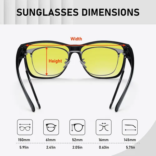 Vista 6 de GEGURI Gafas fotocrómicas de visión nocturna, ajuste sobre gafas de transición polarizadas antirreflejos para hombres y mujeres, lentes amarillas