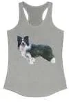 Vista 6 de Border Collie 'Andrew' Women's Racerback Tank LSolid Kelly Green