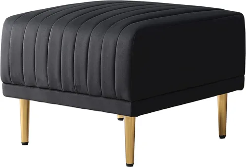 Vista 4 de Taburete otomano cuadrado de terciopelo para sala de estar, dormitorio, apartamento, color negro