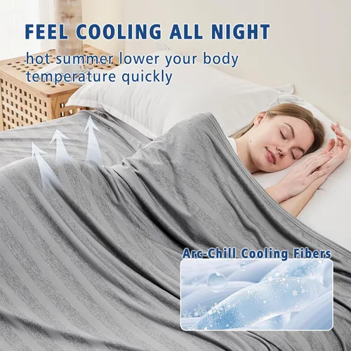 Vista 4 de EMME Manta Refrescante, Manta de Verano Delgada y Liviana para Sofá, Mantas Frías para Cama para Personas que Duermen con Calor, Doble Cara