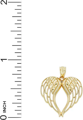 Vista 4 de Charm America - Colgante de alas de ángel de oro con cadena de oro opcional - oro macizo de 14 quilates, oro amarillo, Amarillo