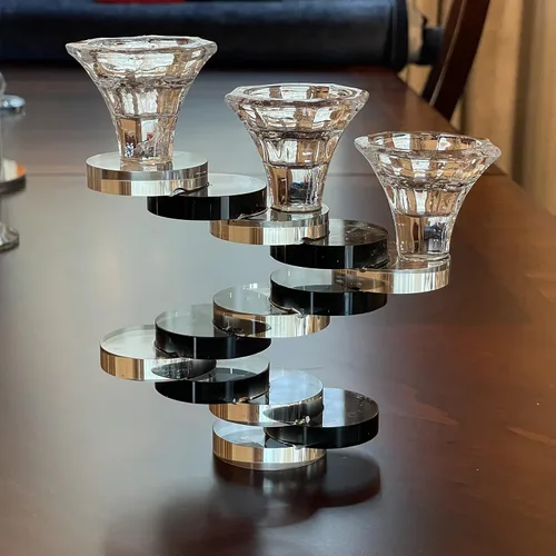 Vista 5 de Allgala Candelabro de cristal con diseño artístico de 3 tazas estilo bonsái - negro HD89132