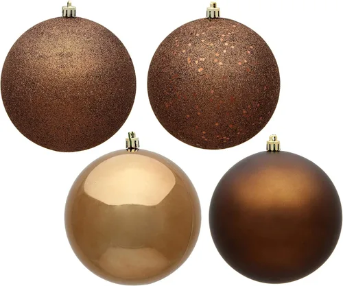 Vista 8 de Vickerman Adorno de bola de oro antiguo de 6 pulgadas con 4 acabados, 4 por caja