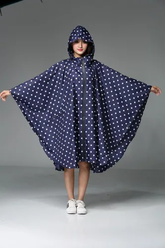 Vista 3 de Poncho impermeable de poliéster con capucha y cremallera, para mujer, poncho para lluvia para mujer.