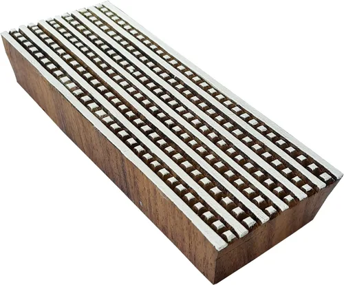Vista 13 de Bloque de impresión intrincado patrón de borde floral grande sello de madera grande