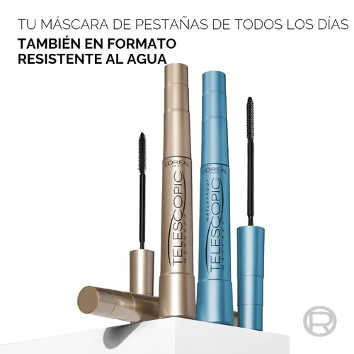 Vista 9 de L'Oreal Paris - Máscara de alargamiento de pestañas, maquillaje telescópico original, con cepillo de doble precisión para separar pestañas, lavable