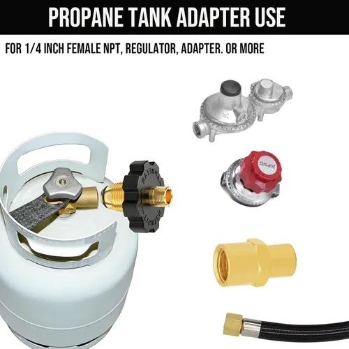 Vista 3 de Accesorios adaptadores de tanque de propano, adaptador de montaje de gas propano POL con rosca macho NPT de 1/4 de pulgada, POL a macho NPT de 1/4