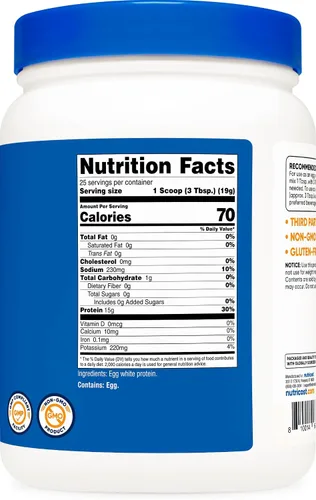 Vista 5 de Nutricost Polvo de proteína de clara de huevo 1 libra (sin sabor), sin OMG, sin gluten