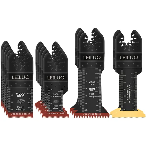Vista 9 de LEILUO 7 hojas de sierra oscilantes universales extra largas de dientes japoneses y titanio multiherramienta para madera con clavos, cuchillas