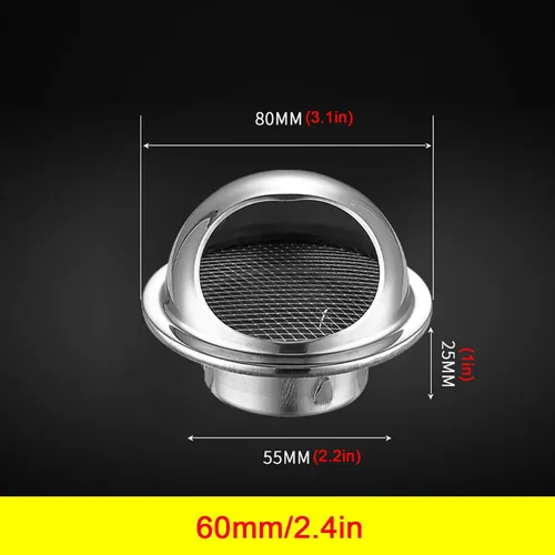 Vista 4 de Tapa de acero inoxidable 304 para chimenea, cubierta de ventilación de salida de aire de pared exterior, campana extractora, cubierta protectora