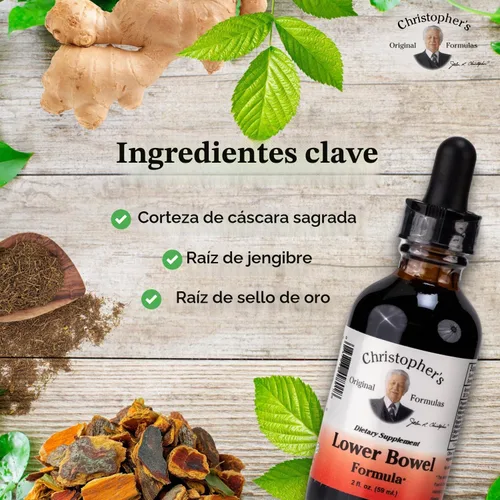 Vista 3 de Christopher's Original Formulas Extracto de intestino inferior, soporte herbario con cáscara sagrada, agracejo y jengibre, líquido de 2 onzas