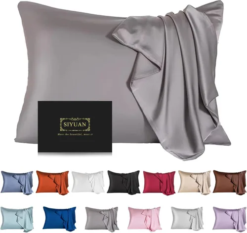 Vista 12 de Funda de almohada de seda de morera para cabello y piel - Funda de almohada de seda refrescante con cremallera oculta, de doble lado, suave