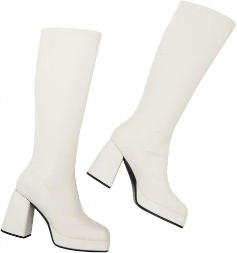 Vista 9 de JINFAXIE Botas altas hasta la rodilla con plataforma para mujer