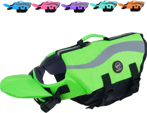 Vista 17 de EMUST Chalecos salvavidas ajustables para perros pequeños con flotabilidad mejorada, chaleco de natación pequeño con asa de rescate duradera