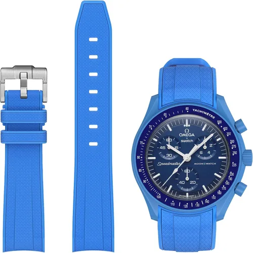 Vista 14 de Correa Stanchev para reloj Moonswatch, correa de silicona suave curvada sin espacio de 20mm para reloj Omega X Swatch Speedmaster, correa