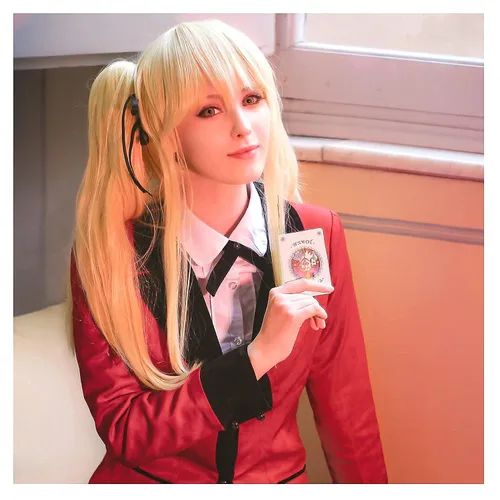 Vista 6 de FantaLook KD Cosplay peluca con identificación esclava y cinta negra rubia
