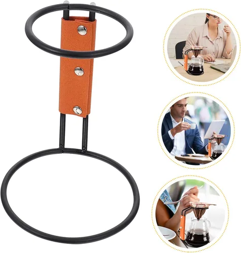 Vista 7 de KICHOUSE Soporte para taza de filtro de café, colador reutilizable, base de hierro para goteo de café