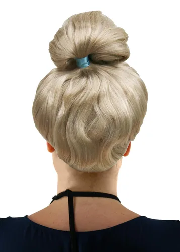 Vista 3 de Peluca rubia de princesa con cinta azul para mujer