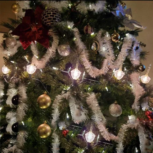 Vista 7 de Couah Luces de Burbujas de Navidad, Juego de Cadena de Luces Vintage de 11 Pies, 7 Fluidos de Burbujas Transparentes con Purpurina Dorada C7/E12 7