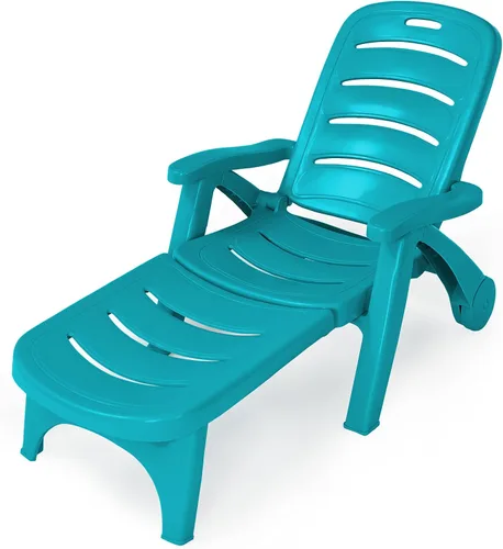 Vista 10 de Tangkula Tumbona para exteriores, silla reclinable ajustable de 5 posiciones con ruedas integradas, resistente a la intemperie, plegable, para Gris
