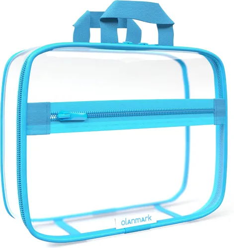 Vista 11 de Olanmark Neceser transparente - Bolsa de maquillaje de PVC - Estuche de viaje grande transparente para cosméticos - Cubo de embalaje transparente