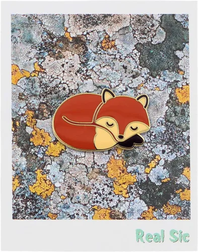 Vista 2 de REAL SIC Alfiler de zorro durmiente Lindo Kawaii Gold Fox Jewlery, Pin de chaqueta para uso diario en mochilas, sombreros y bolsas, Hierro